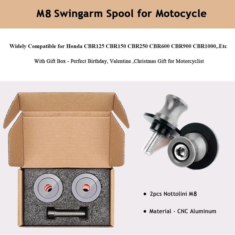FREAXLL 2pcs M8*1.5 Motorcycle Swing Arm Sliders Spools For H-onda CBR150 CBR100f CBR1000rr CBR1100xx CBR125 CBR250 CBR400rr CBR400f CBR450sr CBR600rr CBR600f CBR900rr CBR954rr (Grey) - Image 5